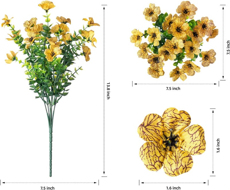 florisso Artificial Fall Flowers Fake Mums for Outdoor Autumn Decoration, 12 Bundles Faux Silk Orange Yellow Mums Daisy Look Real UV Resistant for Outside Home Porch Patio Planter - Image 5