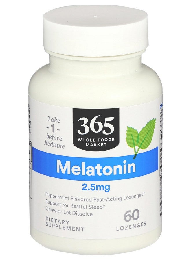 365 by Whole Foods Market 365 Everyday Value, Melatonin Lozenges 2.5mg, Peppermint Flavor, 60 CT  - Image 1