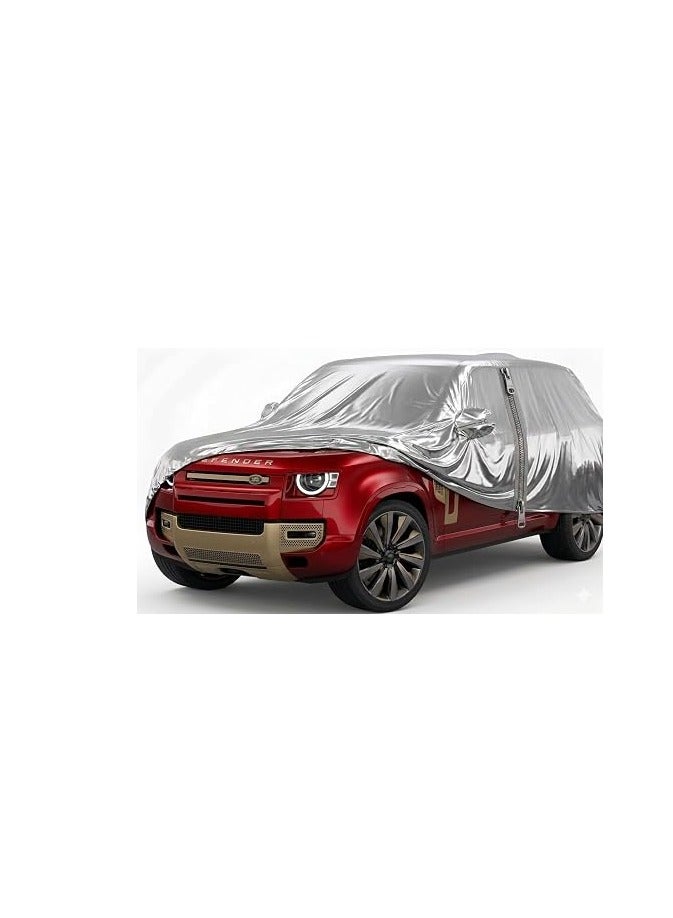 TORONTO Land R Discovery 130 Extended 4 Door Car Cover All Weather 7-Layer Waterproof with Zipper Door, Windproof Straps & Reflective Strips for UV, Rain, Snow, Dust Protection silver - Image 1
