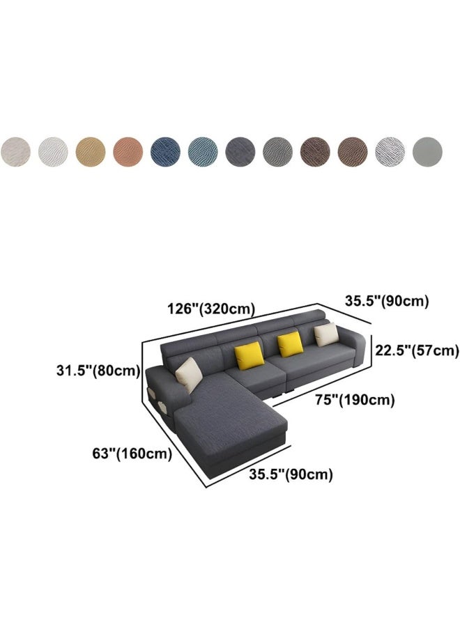 Poppins Home Stylish Retro 4-Seater Sofa with Chaise Lounge  Square Arm Design in Premium Fabric Upholstery (Dark Grey, RIGHT BED) - Image 2