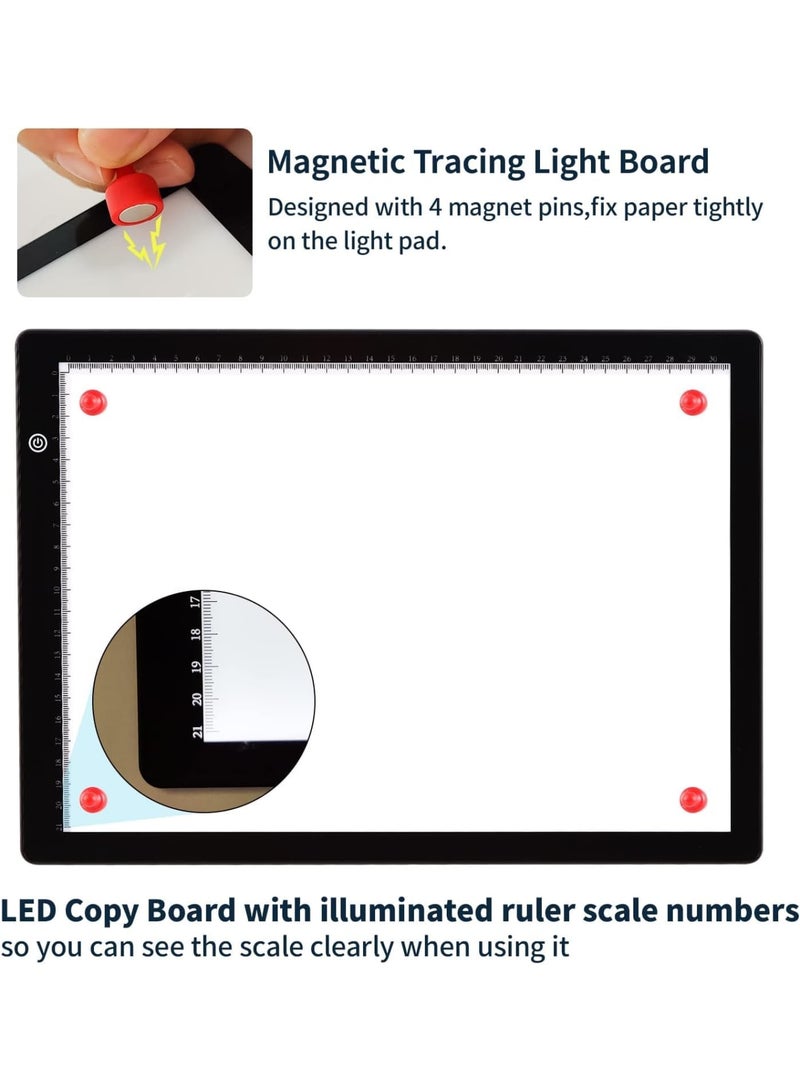 Barakah LED Light Box, A4 Ultra-Thin Portable Light Pad with 4 Magnets, USB Powered Tracing Board for Diamond Painting Drawing Sketching Animation Art Students Artists - Image 2