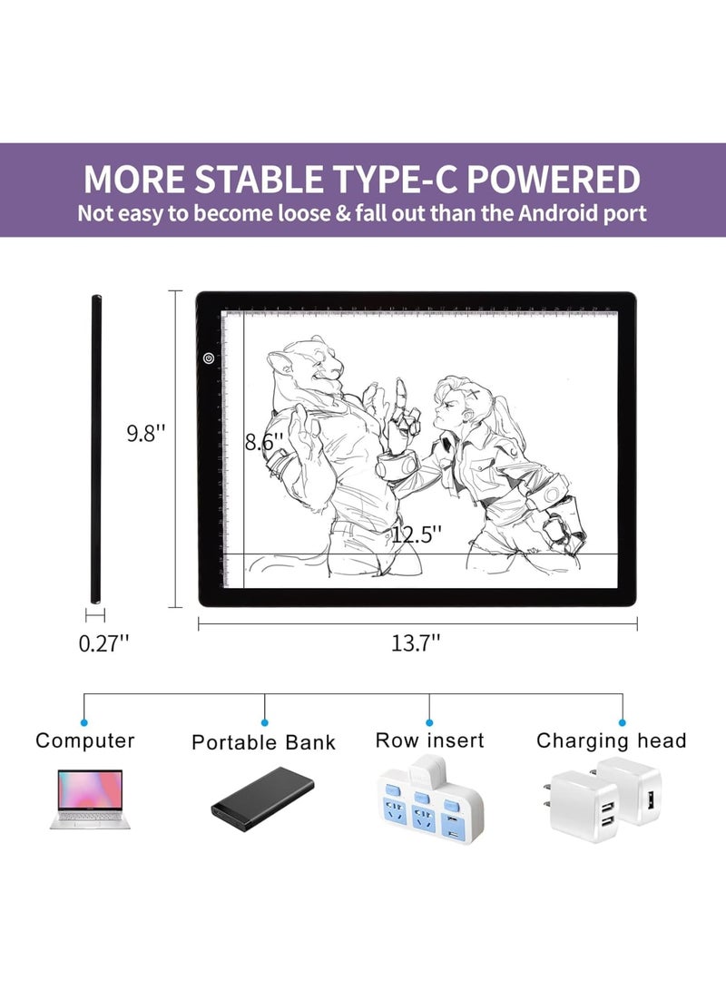 Barakah LED Light Box, A4 Ultra-Thin Portable Light Pad with 4 Magnets, USB Powered Tracing Board for Diamond Painting Drawing Sketching Animation Art Students Artists - Image 4