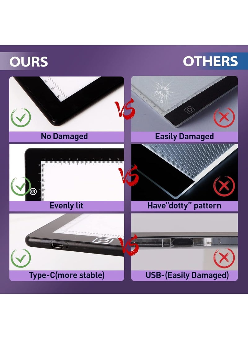 Barakah LED Light Box, A4 Ultra-Thin Portable Light Pad with 4 Magnets, USB Powered Tracing Board for Diamond Painting Drawing Sketching Animation Art Students Artists - Image 3