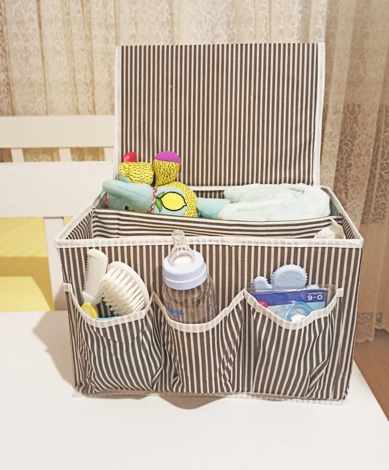 Rennway Baby Crib Bedside Organizer 5-Compartment Organizer with Cover