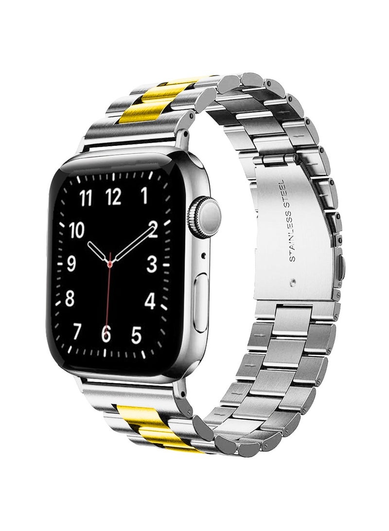 Metal Bands Compatible with Apple Watch Band 41mm, Stainless Steel Magnetic Absorption Strap, Wristband for iWatch Band for Apple Watch Series 7/ - Image 1