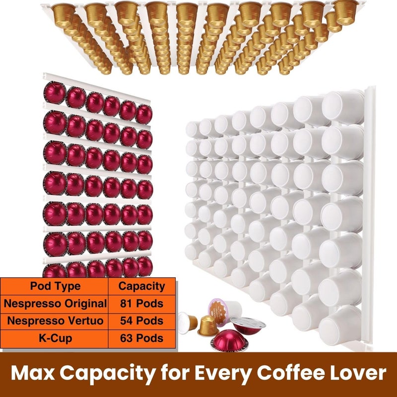 VOMELON Coffee Pod Holder, Capsule Organizer for Counter,10-Pack Coffee Pods Storage/Organizers,Wall Mount with Adhesives,Coffee Station Fridge RV Kitchen-White - Image 2