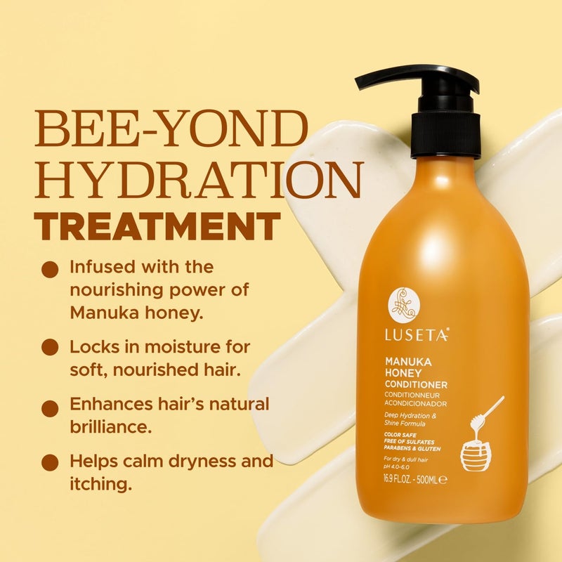 L LUSETA Luseta Manuka Honey Conditioner Set Hydrate & Repair for Dry and Dull Hair Adds Shine & Restore Softness Moisturizing for Damaged Hair 16.9oz - Image 3