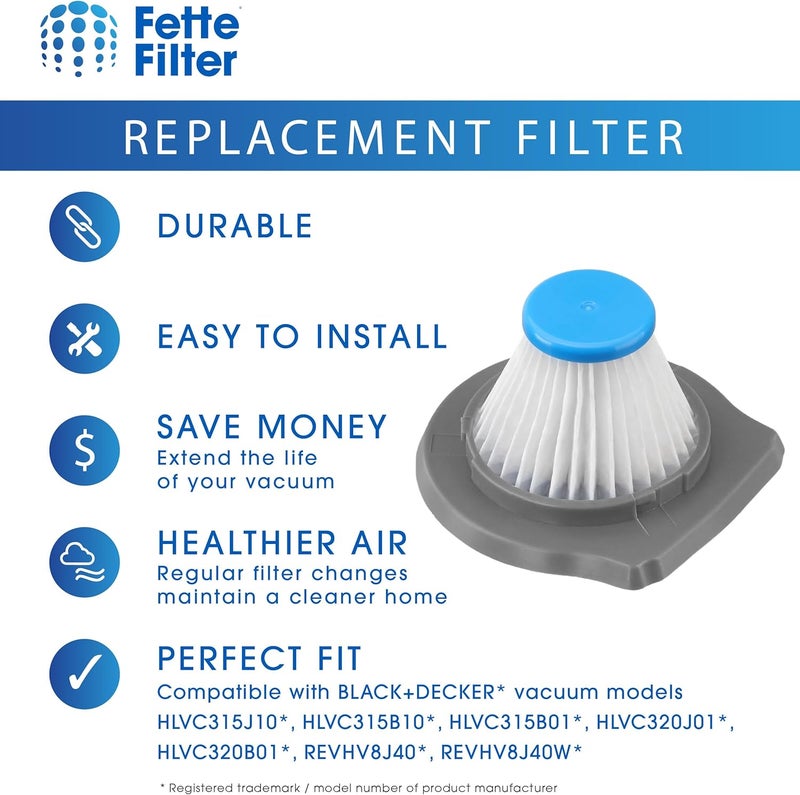 Fette Filter HLVCF10 Replacement Filter Compatible with BLACK+DECKER Advanced Clean & Reviva Vacuum Models HLVC + HLVC315J10, HLVC315B10, HLVC315B01, HLVC320J01, HLVC320B01, REVHV8J40, REVHV8J40W Pack of 4 - Image 5
