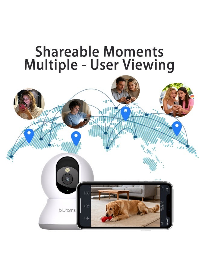 بلارمز كاميرا مراقبة داخلية واي فاي 360 درجة عالية الدقة 1296P من بلورامز مع تتبع الحركة، صوت ثنائي الاتجاه، رؤية ليلية، وتوافق مع أليكسا - Image 4