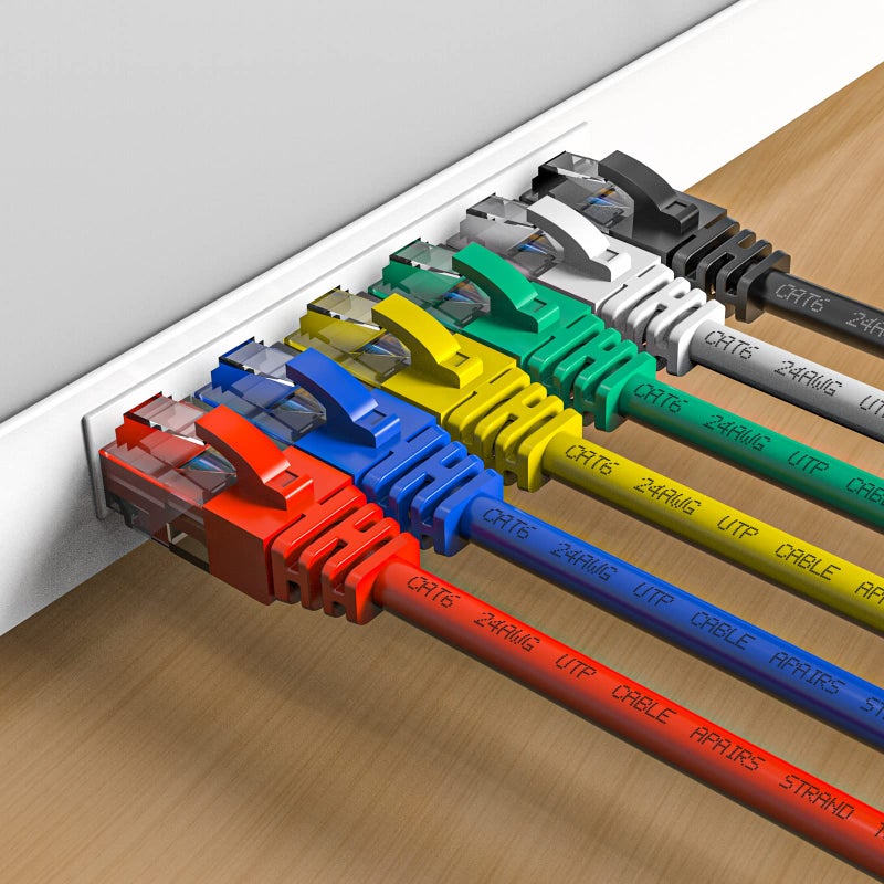 ecjtu Cat6 Patch Cables 2 Feet (6 Pack), Cat 6 Ethernet Cable, 24AWG CCA Cord, UTP Network, Internet Cable, Compatible for PC, Laptop, Routers, Switches, Servers, Printers, RJ45 LAN with 25 Cable Ties - 2FT - Image 2