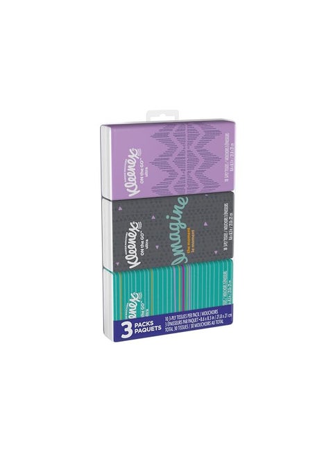 Kleenex Go Pack Facial Tissues, 10 Count, (Pack of 3)