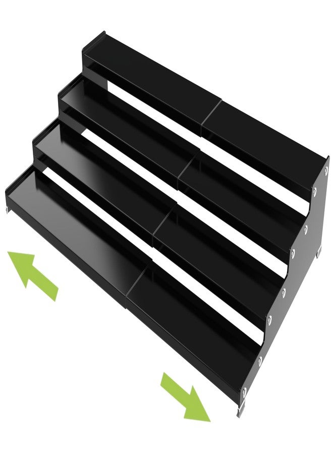 Jojocross Expandable 4-Tier Step Spice Rack Organizer for Kitchen Cabinet Modern Design and Non Skid Space Saving Storage Shelf for Countertop Cabinet Pantry(1Pack/Black) - Image 1