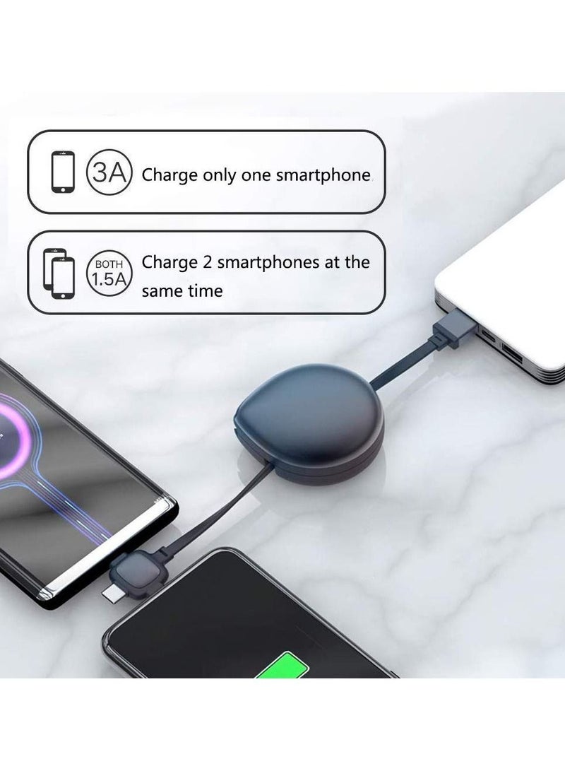 واي آند دي كابل شحن Micro USB ، متعدد 3 في 1 قابل للسحب متوافق مع منافذ Type-C / Micro-USB iP الشحن العالمي لجهاز الكمبيوتر اللوحي (3.6 قدم 1.1 متر رمادي) - Image 2