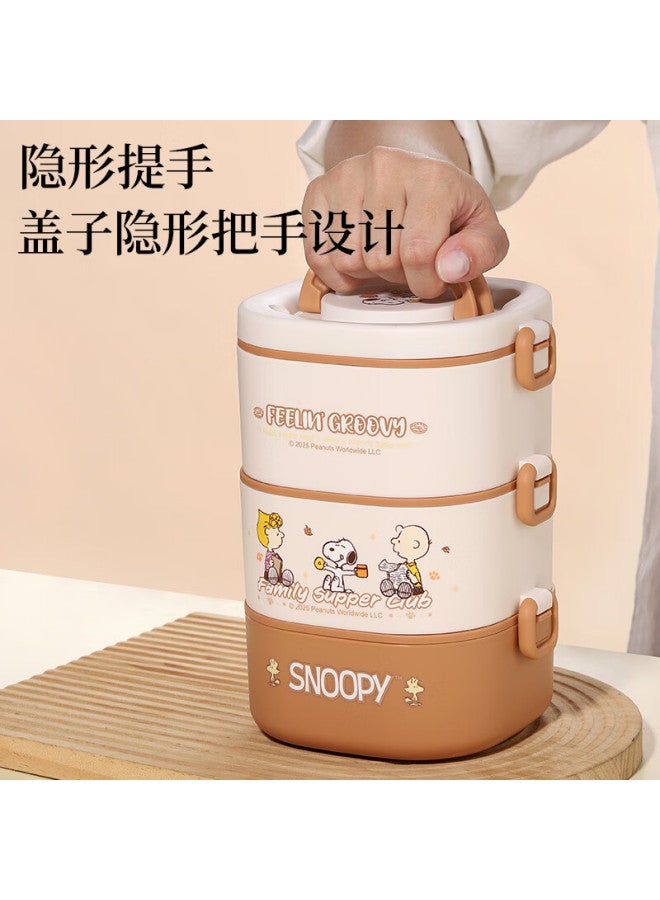 Snoopy Multi-layer Insulated Lunch Box Large Capacity 304 Stainless Steel Thermal Container Student Portable Three-layer 1.8l Bento Box - Image 2