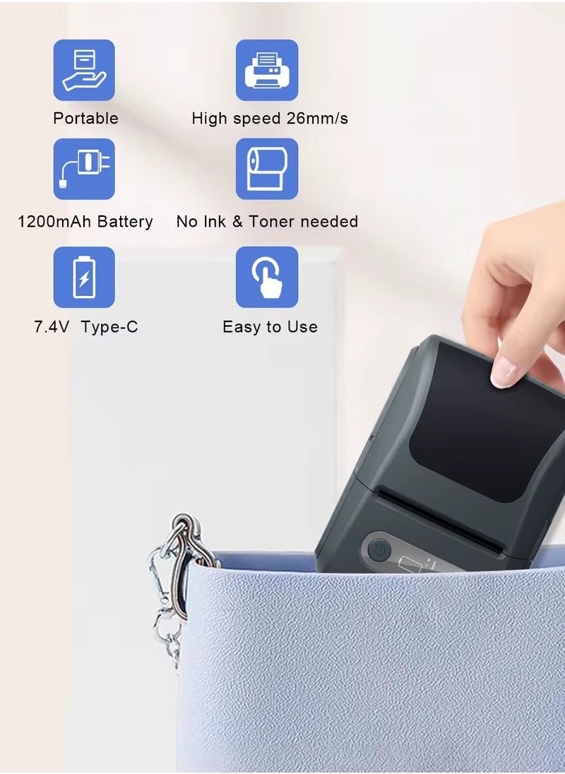 BORTONY Label Makers Barcode Label Printer Portable Thermal Printer for Small Business Address Barcode Logo Clothing Mailing Sticker Bluetooth Printer for Phones & PC Black  - Image 5