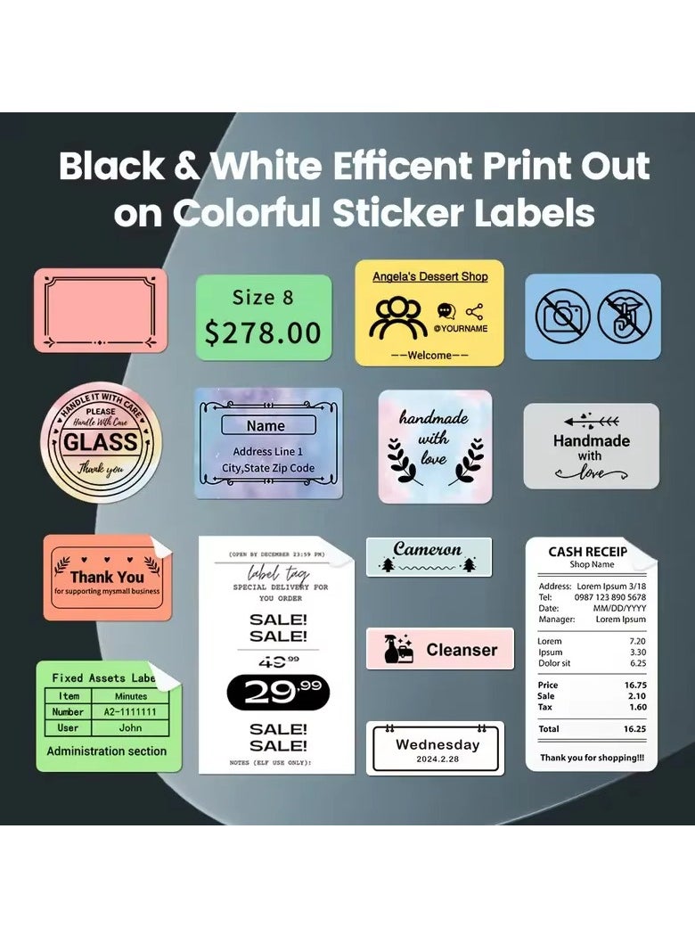 BORTONY Label Makers Barcode Label Printer Portable Thermal Printer for Small Business Address Barcode Logo Clothing Mailing Sticker Bluetooth Printer for Phones & PC Black  - Image 4