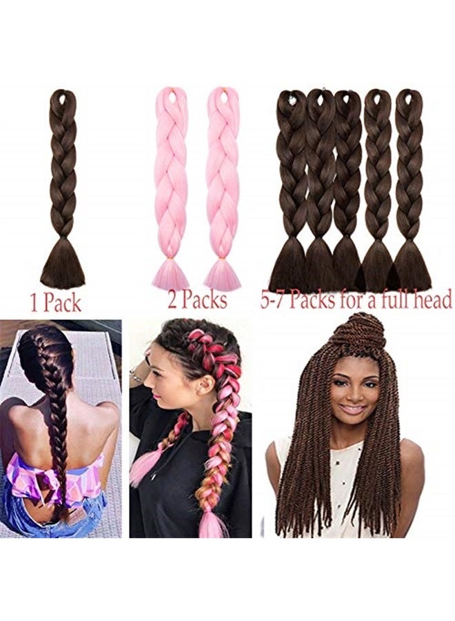 S-noilite Ombre Braiding Hair Pre Stretched Braiding Hair Extention Jumbo Crochet Braids 24 Inch Long Colorful Braids Box Braids Crochet Hair for Afro African Women Kids Synthetic Hair 1 bundle Black/ - Image 5
