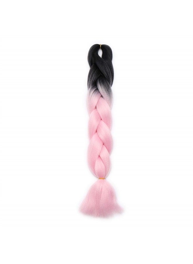 S-noilite Ombre Braiding Hair Pre Stretched Braiding Hair Extention Jumbo Crochet Braids 24 Inch Long Colorful Braids Box Braids Crochet Hair for Afro African Women Kids Synthetic Hair 1 bundle Black/ - Image 2