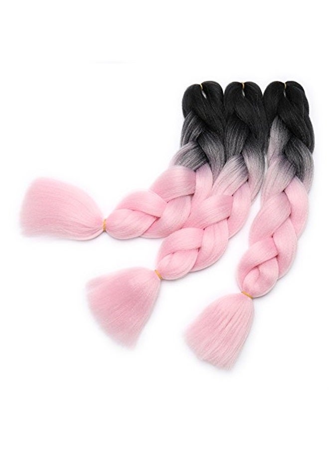 S-noilite Ombre Braiding Hair Pre Stretched Braiding Hair Extention Jumbo Crochet Braids 24 Inch Long Colorful Braids Box Braids Crochet Hair for Afro African Women Kids Synthetic Hair 1 bundle Black/ - Image 4