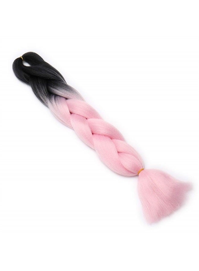 S-noilite Ombre Braiding Hair Pre Stretched Braiding Hair Extention Jumbo Crochet Braids 24 Inch Long Colorful Braids Box Braids Crochet Hair for Afro African Women Kids Synthetic Hair 1 bundle Black/ - Image 3