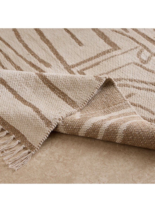 Home Box سجادة دهرية مصنوعة يدويًا من القطن والجوت - تصميم ترابي - Image 4