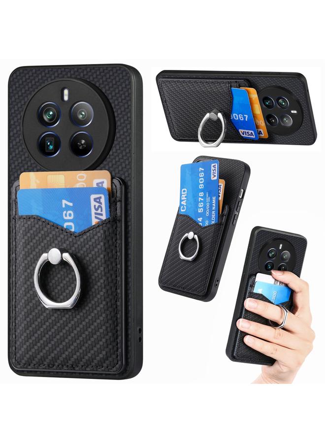 S-TOP Case For Realme 12 Pro+ Carbon fiber Card Wallet Ring Phone Case - Image 1