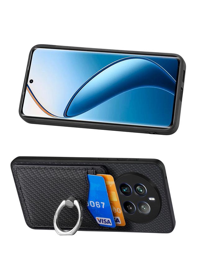 S-TOP Case For Realme 12 Pro+ Carbon fiber Card Wallet Ring Phone Case - Image 4