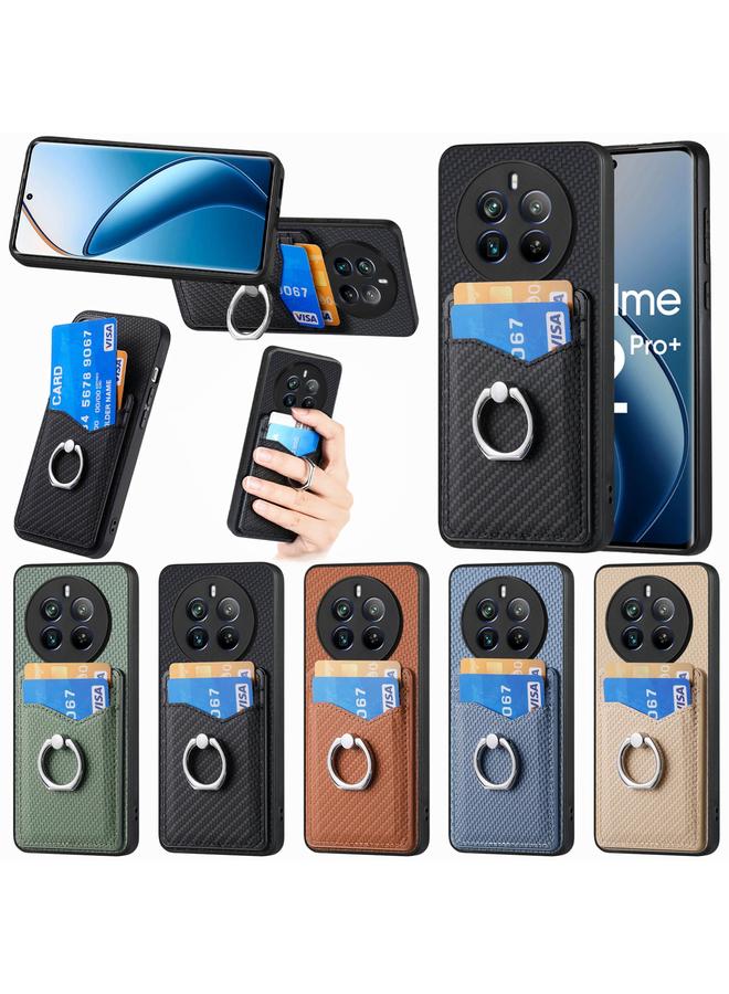 S-TOP Case For Realme 12 Pro+ Carbon fiber Card Wallet Ring Phone Case - Image 5