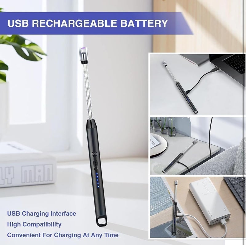 RORIAN Gas Lighter for Kitchen Use | C-Type Rechargeable Electric Lighter Stove & Candle Lighter with USB Charging Port 400 Uses in Single Charge (Mordern XL) - Image 5
