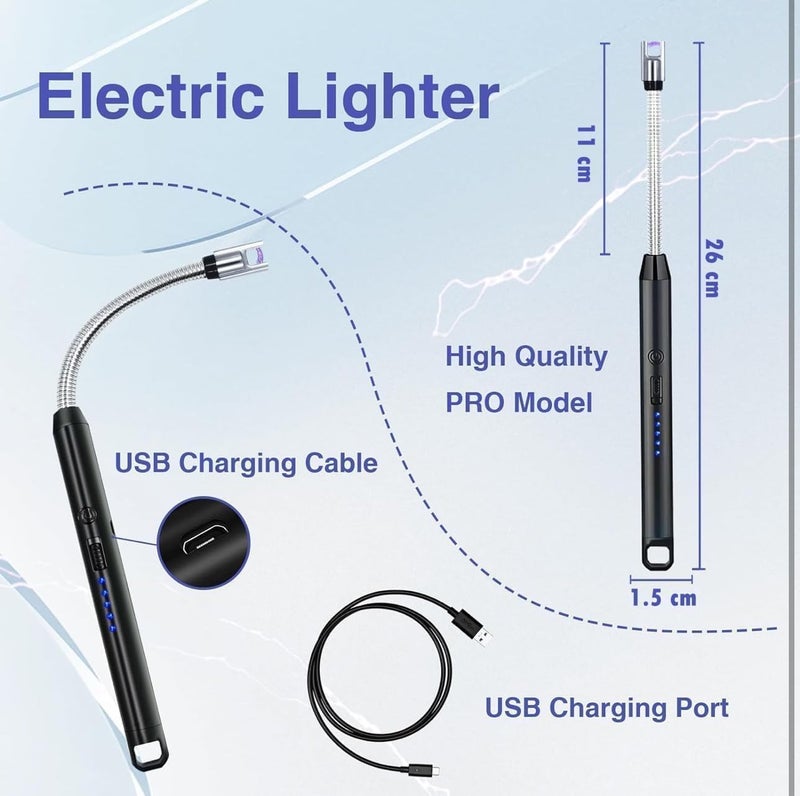 RORIAN Gas Lighter for Kitchen Use | C-Type Rechargeable Electric Lighter Stove & Candle Lighter with USB Charging Port 400 Uses in Single Charge (Mordern XL) - Image 2