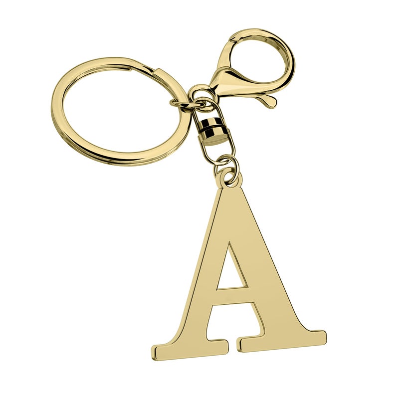 Suweibuke Stainless Steel Gold Letter A-Z Keychain for Women Men, Initial Letter Pendant with Key Ring, Charms for Key Backpack Bag (Gold-A) - Image 1