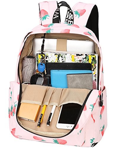 mygreen Backpack for Teens, Fashion Strawberry Pattern kids Backpack College Bags Shoulder Bag Daypack Bookbags Travel Bag Pink - Image 5
