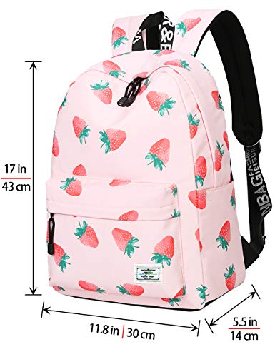 mygreen Backpack for Teens, Fashion Strawberry Pattern kids Backpack College Bags Shoulder Bag Daypack Bookbags Travel Bag Pink - Image 3