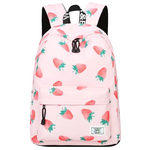 mygreen Backpack for Teens, Fashion Strawberry Pattern kids Backpack College Bags Shoulder Bag Daypack Bookbags Travel Bag Pink - Image 1