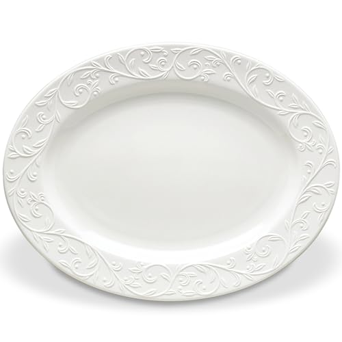 LENOX طبق oval كبير منحوت من لينكس أوبال إنوسنس - أبيض - Image 4