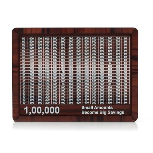 Countrylink Wooden Money Bank with Savings Tracker | 100000 Goal Piggy Bank for Kids | Cash Collection Toy with Savings Chart (Brown, Target : 1 Lakh (1 Pc)) - Image 1