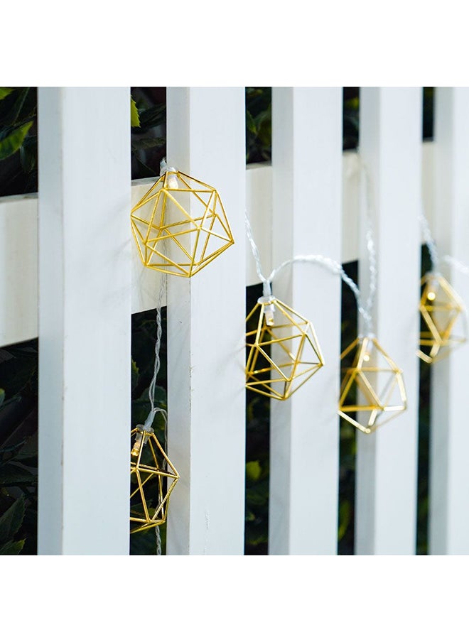 DANUBE HOME Geometric Hexagon Copper Fairy Lights Outdoor Light Lantern Lamp Farmhouse Outdoor Porch Light For Gazebo, Patio, Yard, Garden 4.7 Meter  - Image 1