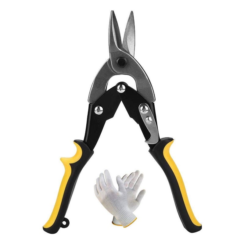 Digital Craft Digital Craft 10 Inch Metal Cutting Scissors Rubber Handle Straight Aviation Tin Snip Sheet Shear Pliers with High Hardness Random Colors with Safety Hand Gloves  - Image 1