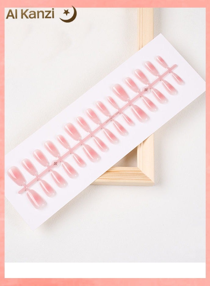 الكنز ٣٠ قطعة أظافر لاصقة وردية متدرجة اللون، أظافر قصيرة بيضاوية من مادة ABS، هلامي شفاف، أظافر صناعية لامعة قابلة لإعادة الاستخدام بمادة الهلام بالأشعة فوق البنفسجية، مقسمة إلى ٣ أزواج، تطبيق سهل للاستخدام اليومي وفي الحفلات (١٥ مقاسًا) - Image 2