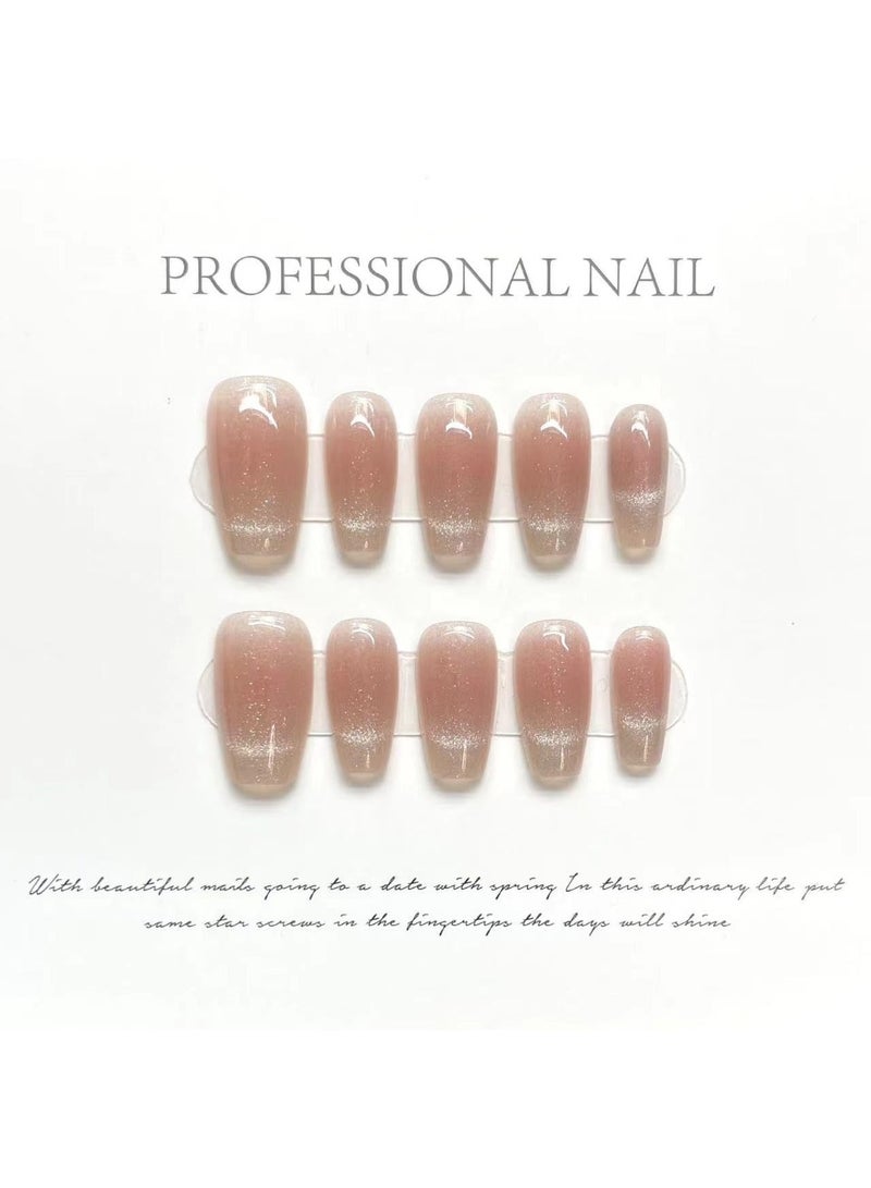 الكنز ٣٠ قطعة أظافر لاصقة وردية متدرجة اللون، أظافر قصيرة بيضاوية من مادة ABS، هلامي شفاف، أظافر صناعية لامعة قابلة لإعادة الاستخدام بمادة الهلام بالأشعة فوق البنفسجية، مقسمة إلى ٣ أزواج، تطبيق سهل للاستخدام اليومي وفي الحفلات (١٥ مقاسًا) - Image 5