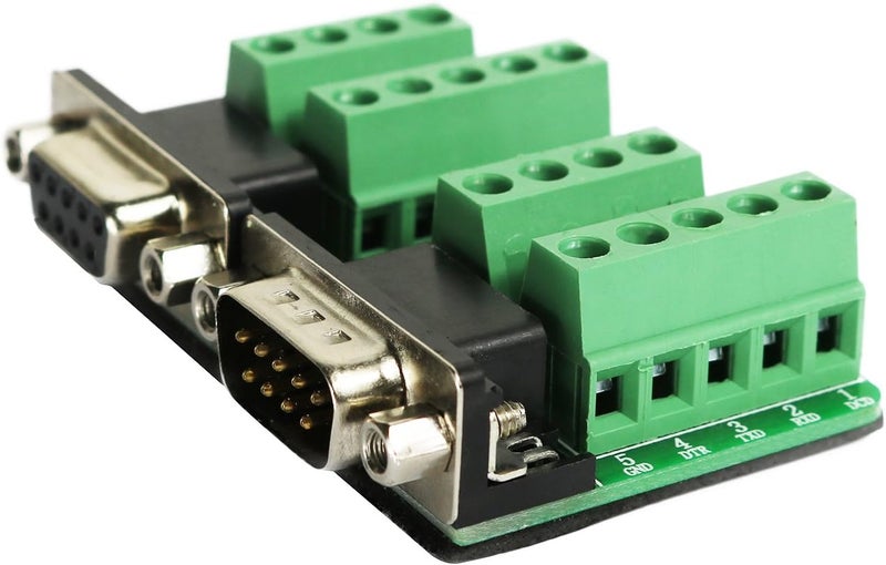 Twinkle Bay DB9 Breakout Connector RS232 Serial 9 Pin Connector (Male x 1, Female x 1) - Image 3