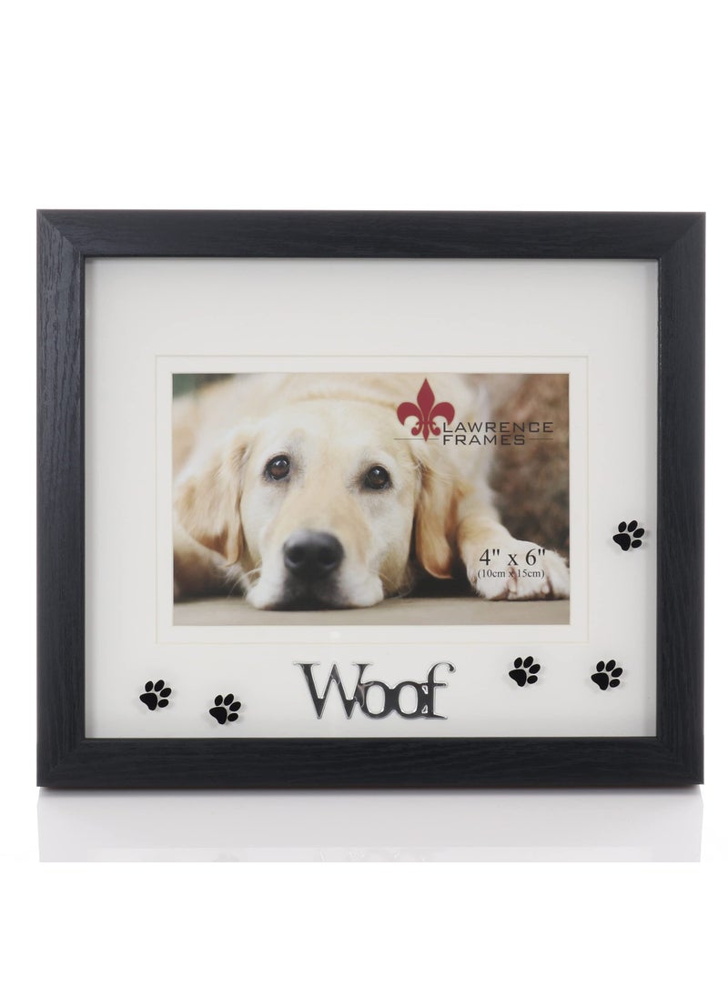 Lawrence Frames Lawrence Frames Walnut Wood 4x6 Woof Picture Frame  Matted Shadow Box Dog Frame 565564 Brown 