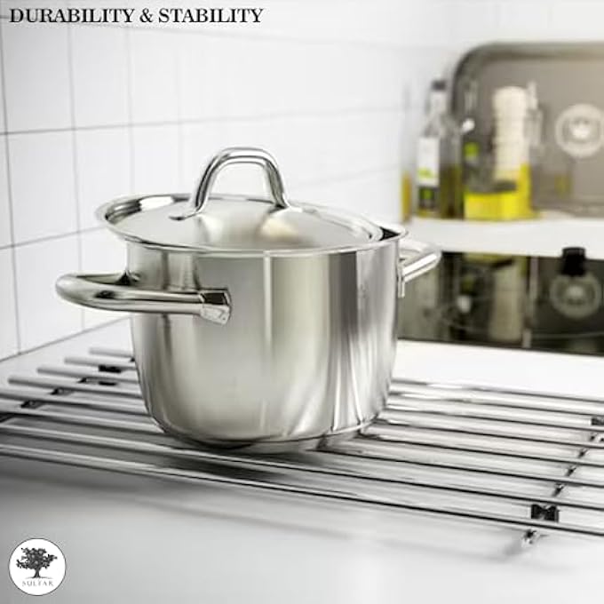 الكبريت حامل كبير للوعاء الساخن للمطبخ حامل مربع من الفولاذ المقاوم للصدأ باللون الفضي - Image 5