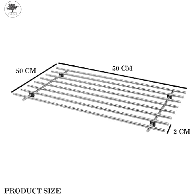 الكبريت حامل كبير للوعاء الساخن للمطبخ حامل مربع من الفولاذ المقاوم للصدأ باللون الفضي - Image 3