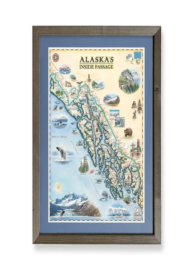 Xplorer Maps Alaska's Inside Passage Hand-Drawn Map - 24x18 Vintage-Style Lithographic Print - Made in USA - Image 2