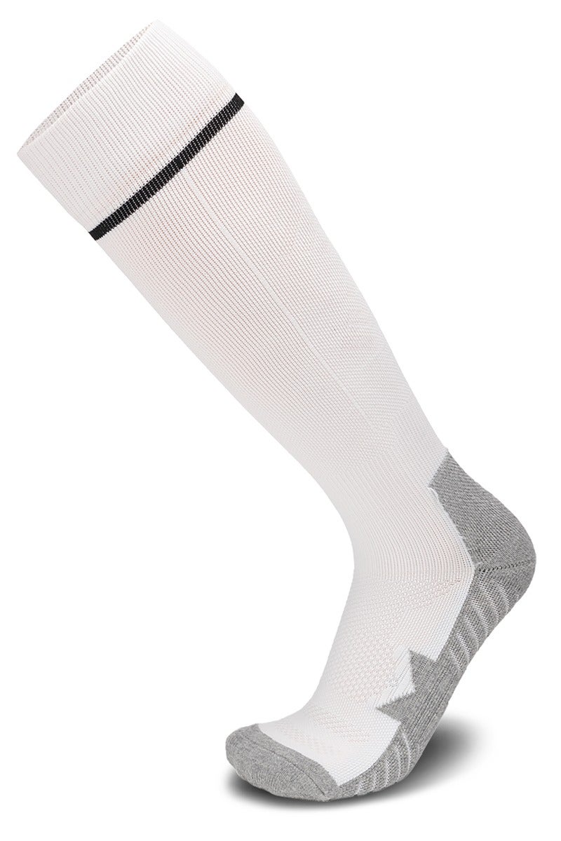 جناح السماء جوارب كرة قدم رجالية ونسائية ملونة، جوارب ضاغطة مرنة حتى الركبة، جوارب رياضية لكرة القدم للجنسين - أبيض - زوج واحد - Image 1