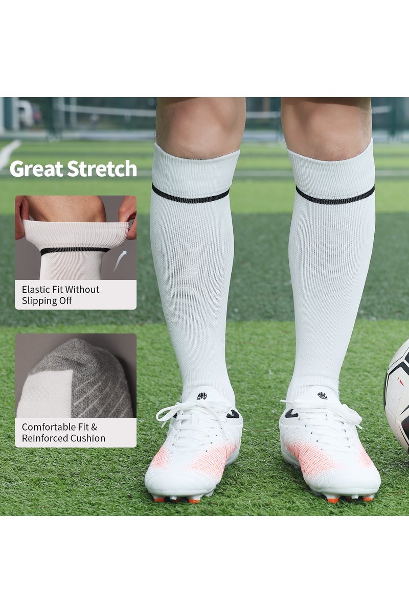 جناح السماء جوارب كرة قدم رجالية ونسائية ملونة، جوارب ضاغطة مرنة حتى الركبة، جوارب رياضية لكرة القدم للجنسين - أبيض - زوج واحد - Image 3
