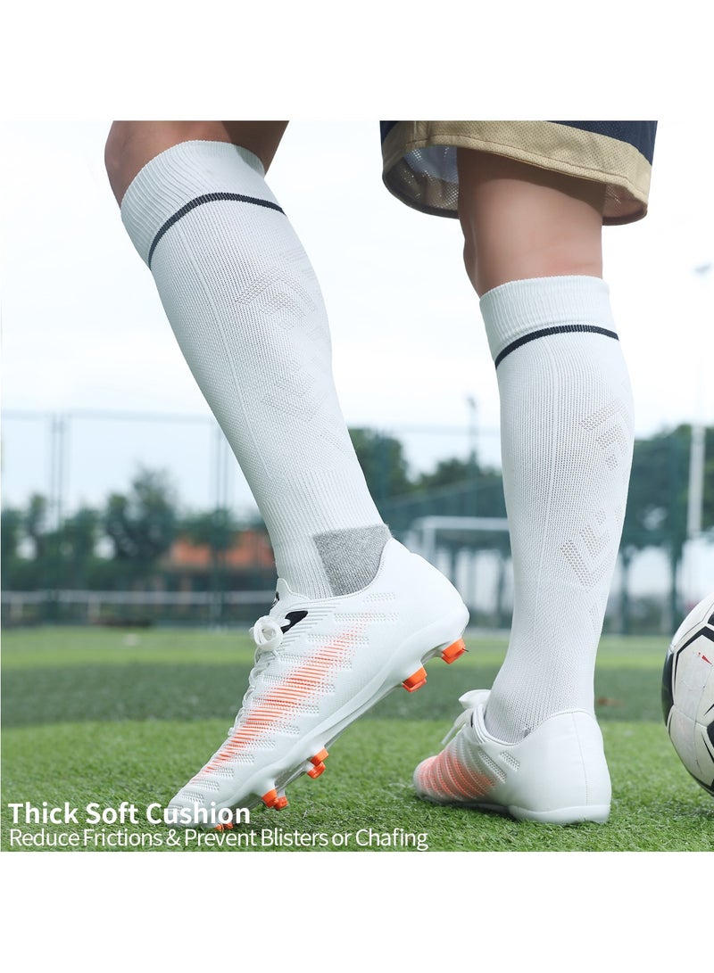 جناح السماء جوارب كرة قدم رجالية ونسائية ملونة، جوارب ضاغطة مرنة حتى الركبة، جوارب رياضية لكرة القدم للجنسين - أبيض - زوج واحد - Image 5
