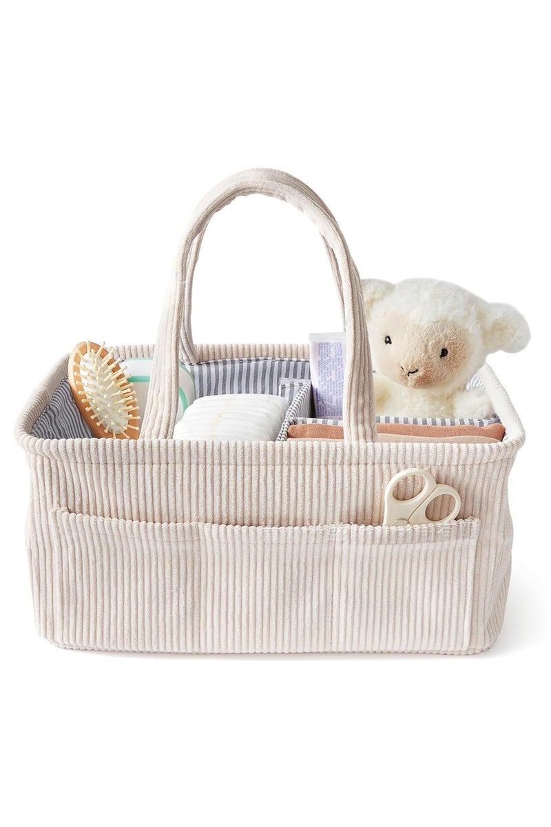 Diaper Caddy, Diaper Organizer or Storage, Portable Nursery Storage and Car Organizer, A Baby Gift Registry, Baby Shower Essentials & Caddy Organizer (Beige) - Image 1