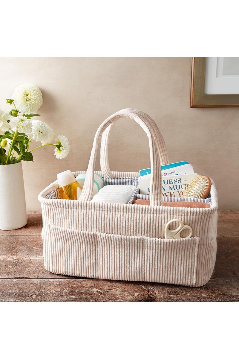 Diaper Caddy, Diaper Organizer or Storage, Portable Nursery Storage and Car Organizer, A Baby Gift Registry, Baby Shower Essentials & Caddy Organizer (Beige) - Image 3